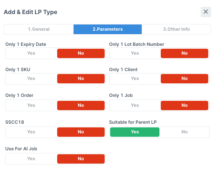 Screen from Logiwa IO for editing LP types automation configurations