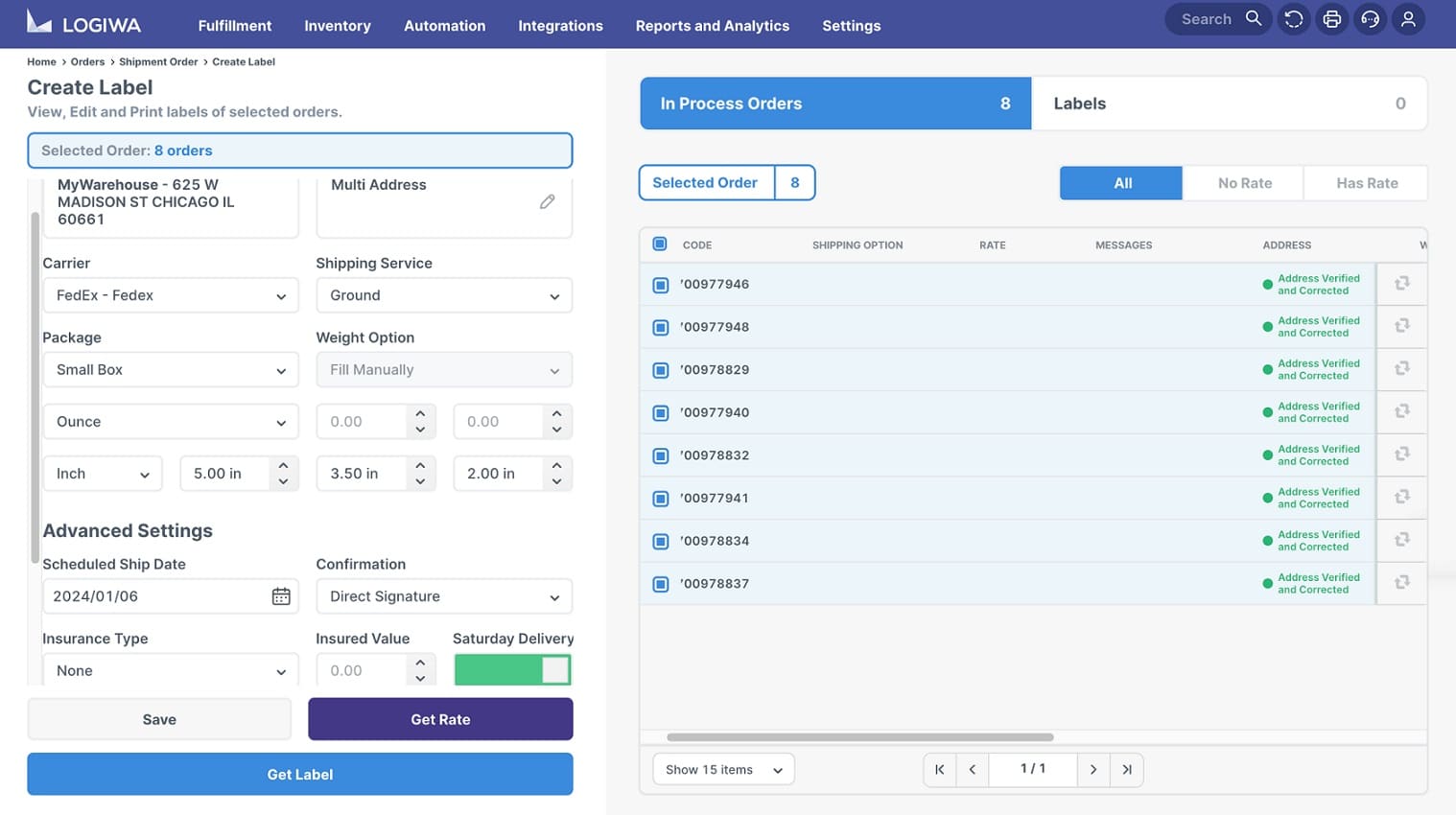 Shipment-order-adress-verification