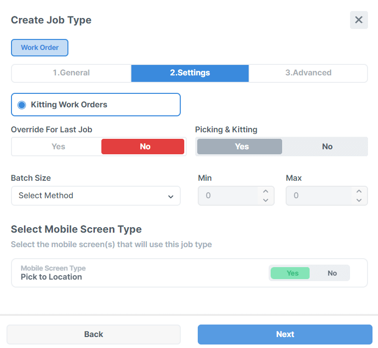 A few clicks on Logiwa IO’s Jobs Type page is all it takes to define work order jobs.